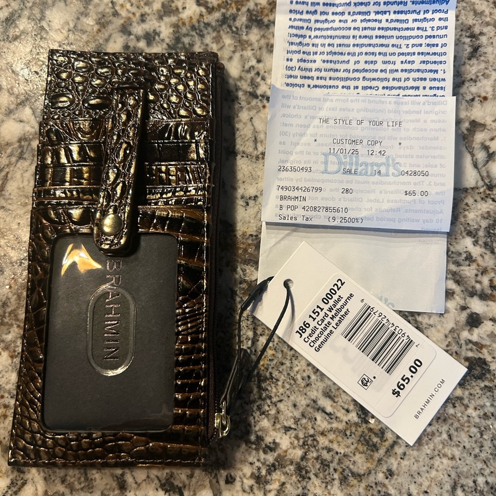 Brahmin Brown Croc-Embossed Wallet